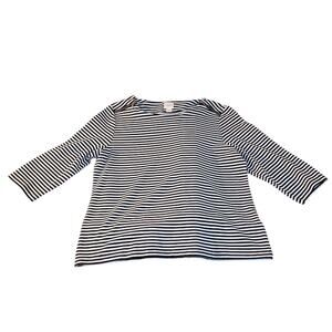 Chico's Women's Pullover Blouse Tunic Zip Shoulders Size 2 US L/12 Black White